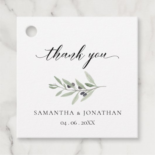 Modern Greenery Olive Oil Branch Wedding for Label (Voorkant)