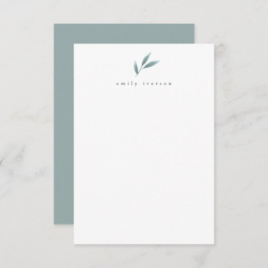 Modern Greenery Personalized Briefpapier Notitiekaartje (Voorkant / Achterkant)