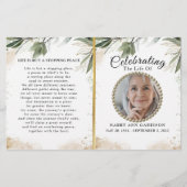 Modern Greenery Photo Celebration of Life Programm (Voorkant)