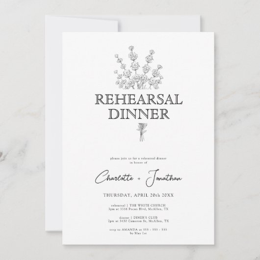 Modern Greenery & Photo Rehearsal Dinner Kaart (Voorkant)