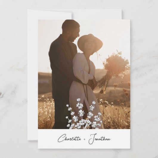 Modern Greenery & Photo Rehearsal Dinner Kaart (Achterkant)