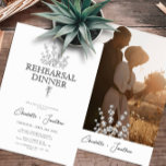 Modern Greenery & Photo Rehearsal Dinner Kaart<br><div class="desc">Modern Greenery & Photo Rehearsal Dinner Invitation</div>