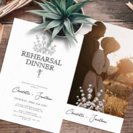 Modern Greenery & Photo Rehearsal Dinner Kaart