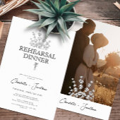 Modern Greenery & Photo Rehearsal Dinner Kaart