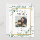 Modern Greenery PHOTO Wedding Save the Date QRcode (Voorkant)