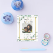 Modern Greenery PHOTO Wedding Save the Date QRcode Flyer (Enkel)