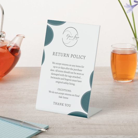 Modern Greenery Product Retourbeleid Plaquette Reclamebord Met Voetstuk (Insitu)