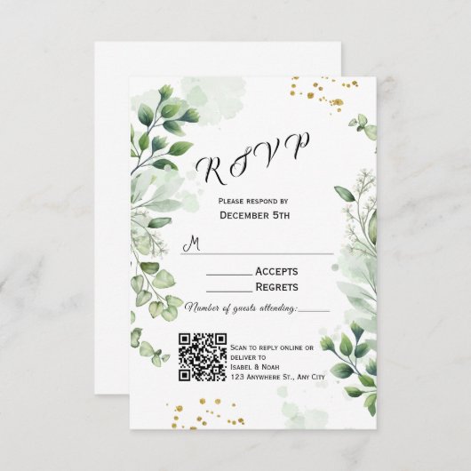Modern Greenery RSVP Card Invitation (Voorkant / Achterkant)