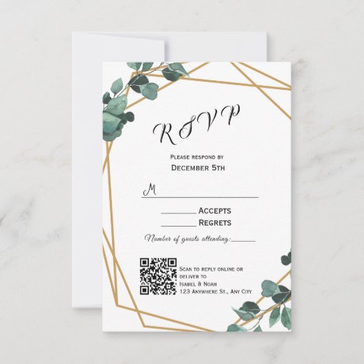 Modern Greenery RSVP Card Invitation (Voorkant)