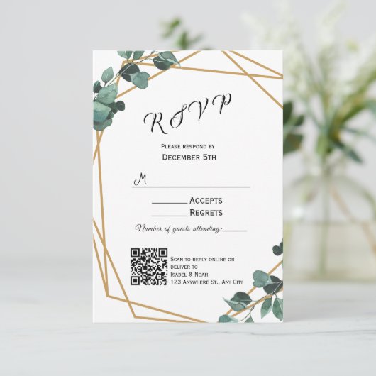 Modern Greenery RSVP Card Invitation (Staand voorkant)