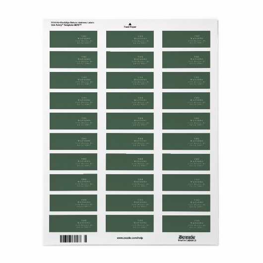 Modern Greenery Sage Moss Plain Simple Wedding Etiket (Full Sheet)