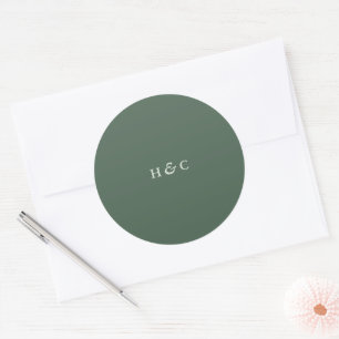 Modern Greenery Sage Moss Plain Simple Wedding Ronde Sticker