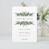 Modern Greenery Save the Date Aankondiging (Staand voorkant)