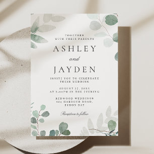 Modern Greenery Spring Wedding Uitnodiging