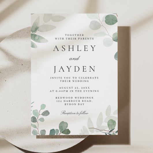 Modern Greenery Spring Wedding Uitnodiging