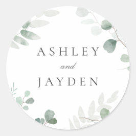 Modern Greenery Spring Wedding Uitnodiging Ronde Sticker