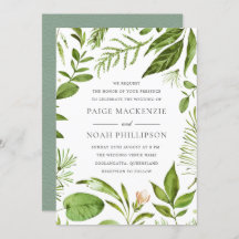 Modern Greenery Summer Wedding Invite