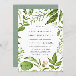 Modern Greenery Summer Wedding Invite Kaart