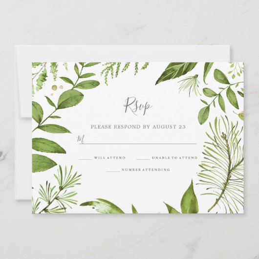 Modern Greenery Summer Wedding RSVP Kaart (Voorkant)