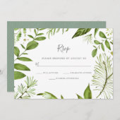 Modern Greenery Summer Wedding RSVP Kaart (Voorkant / Achterkant)