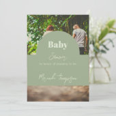 Modern Greenery Tropical Family Foto Baby shower Kaart (Staand voorkant)