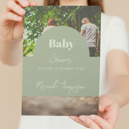 Modern Greenery Tropical Family Foto Baby shower Kaart
