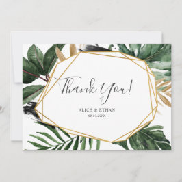 Modern Greenery Tropical Wedding Bedankkaart