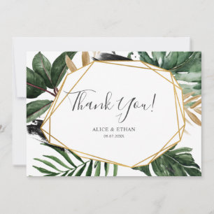Modern Greenery Tropical Wedding Bedankkaart