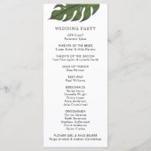 Modern Greenery Tropical Wedding Programmakaart (Achterkant)