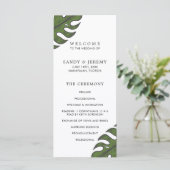 Modern Greenery Tropical Wedding Programmakaart (Staand voorkant)