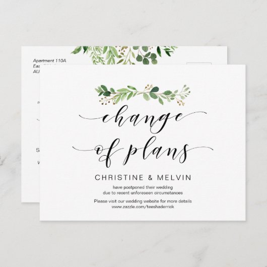 Modern Greenery, verandering plannen uitgesteld Briefkaart (Voorkant / Achterkant)