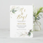 Modern, Greenery, Waterverf, Baby Boy Shower Kaart (Staand voorkant)