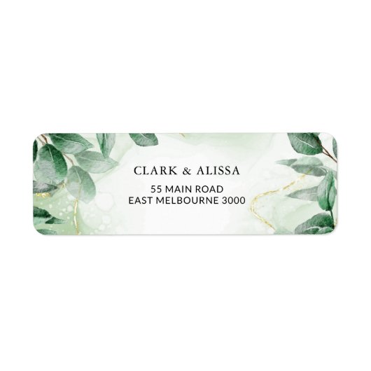 Modern Greenery Waterverf Foliage Address Label (Voorkant)