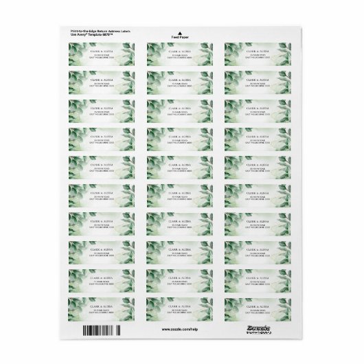 Modern Greenery Waterverf Foliage Address Label (Full Sheet)