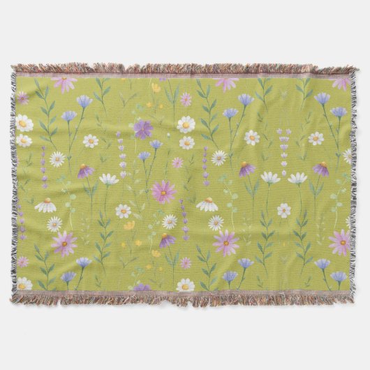 Modern Greenery Waterverf Rustiek Botanische Bloem Deken (Voorkant)