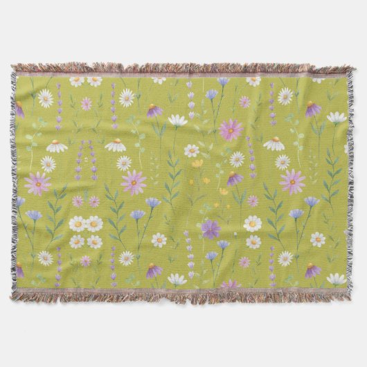 Modern Greenery Waterverf Rustiek Botanische Bloem Deken (Voorkant)