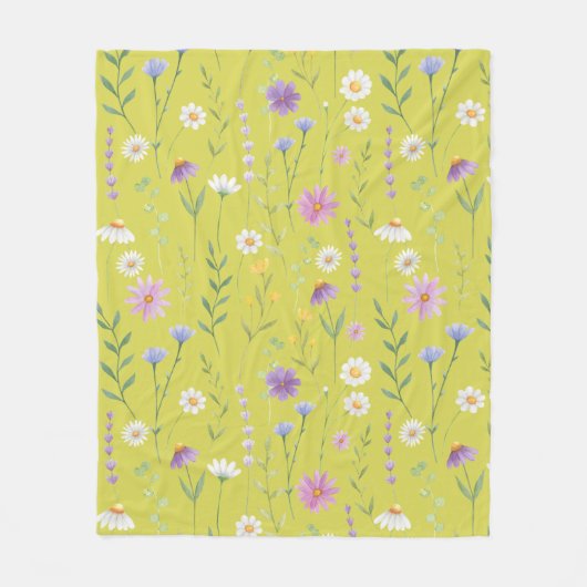 Modern Greenery Waterverf Rustiek Botanische Bloem Fleece Deken (Voorkant)