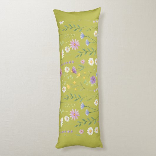 Modern Greenery Waterverf Rustiek Botanische Bloem Lichaamskussen (Achterkant (Verticaal))