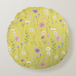 Modern Greenery Waterverf Rustiek Botanische Bloem Rond Kussen