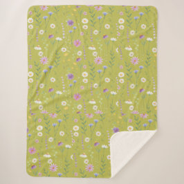 Modern Greenery Waterverf Rustiek Botanische Bloem Sherpa Deken