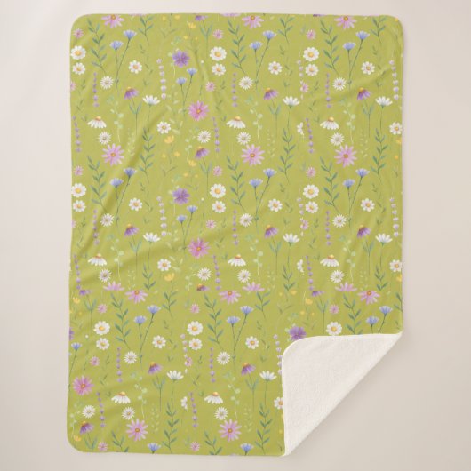 Modern Greenery Waterverf Rustiek Botanische Bloem Sherpa Deken (Voorkant)