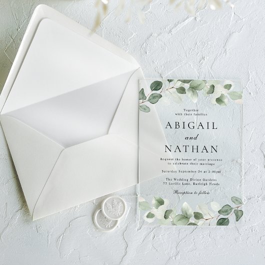 Modern Greenery Wedding Acryl Uitnodigingen