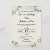 Modern Greenery Wedding Anniversary Invitations Kaart (Voorkant / Achterkant)