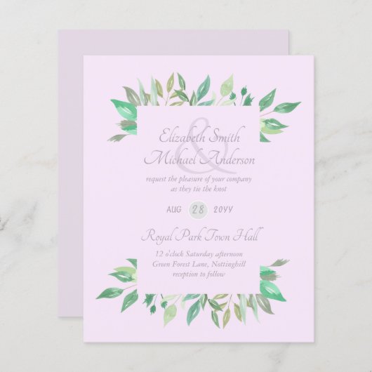 Modern Greenery Wedding-budget (Voorkant / Achterkant)