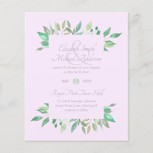 Modern Greenery Wedding-budget (Voorkant)