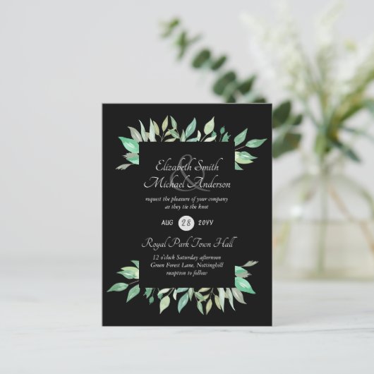 Modern Greenery Wedding-budget Briefkaart (Staand voorkant)