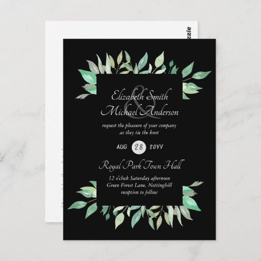 Modern Greenery Wedding-budget Briefkaart (Voorkant / Achterkant)