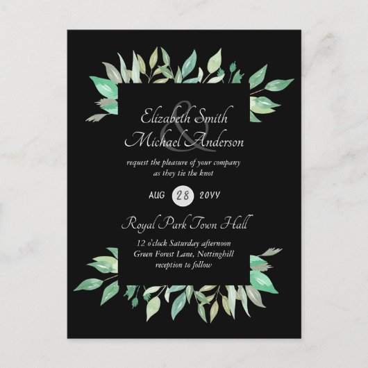 Modern Greenery Wedding-budget Briefkaart (Voorkant)