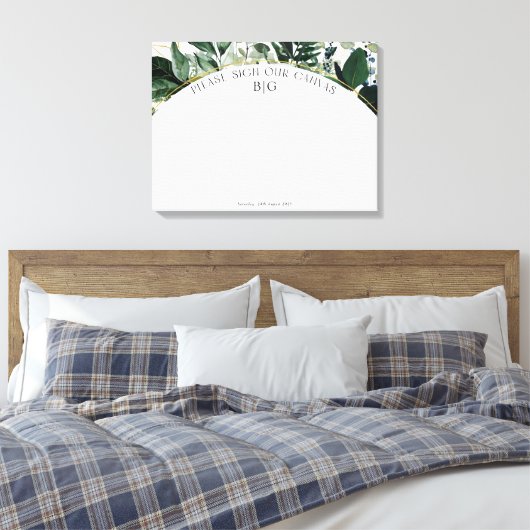 Modern Greenery wedding guest book alternatief Canvas Afdruk (Insitu (Slaapkamer))