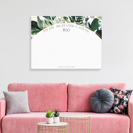 Modern Greenery wedding guest book alternatief Canvas Afdruk (Insitu (Woonkamer))
